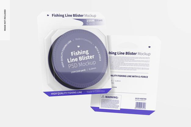 Free Fishing Line Blisters Mockup Psd
