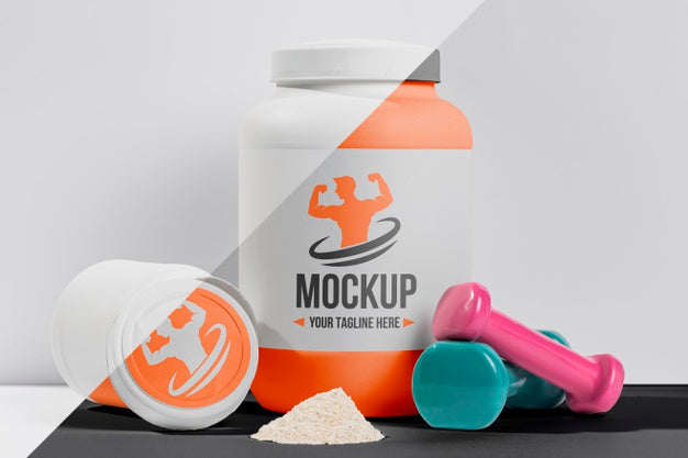 Free Fitness Mock-Up Weights And Protein Psd