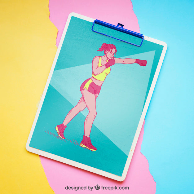 Free Fitness Mockup With Blue Clipboard Psd
