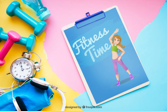 Free Fitness Mockup With Clipboard On Right Psd