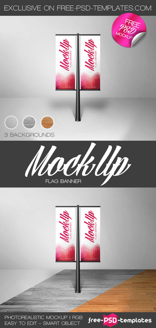 Free Flag Banner Mock-Up In Psd