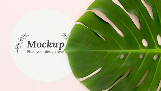 Free Flat Lay Arrangement Of Green Leaves With Mock-Up Psd