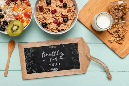 Free Flat Lay Arrangement With Delicious Muesli Psd