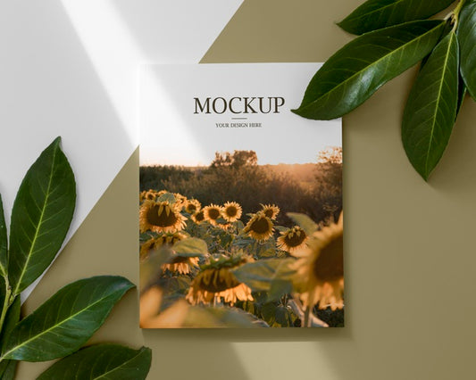 Free Flat Lay Arrangement With Magazine And Leaves Psd