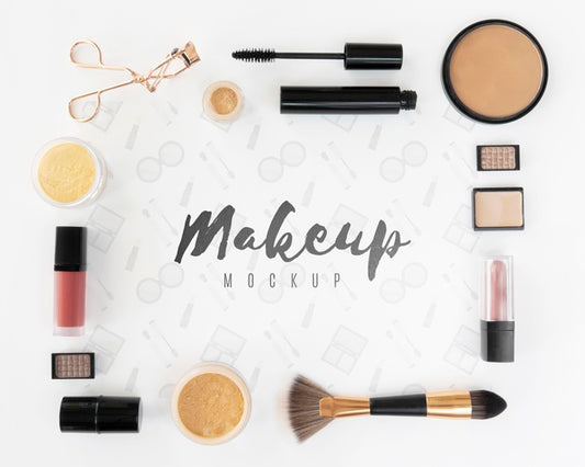 Free Flat Lay Arrangement With Make-Up Products Psd
