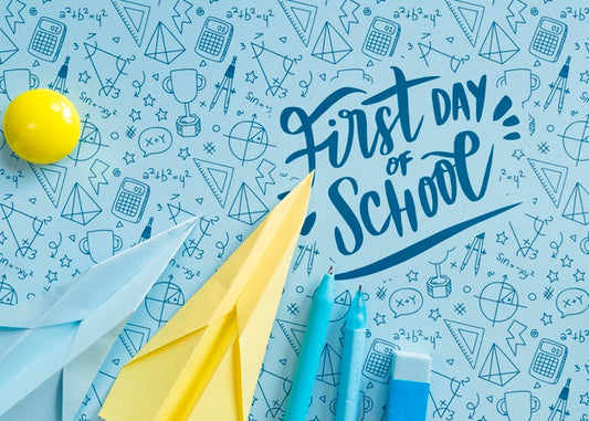 Free Flat Lay Arrangement With Paper Airplane And Pens Psd