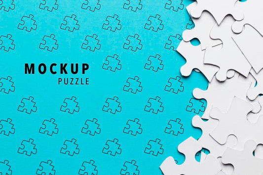 Free Flat Lay Arrangement With White Puzzle Pieces Psd