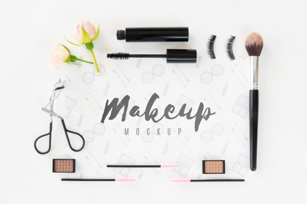 Free Flat Lay Assortment With Make-Up Products Psd