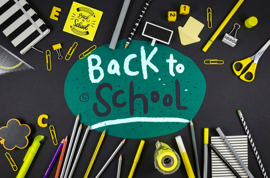Free Flat Lay Back To School With Black Background Psd