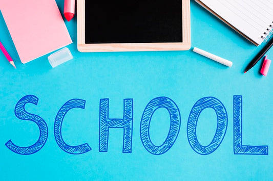 Free Flat Lay Back To School With Blue Background Psd