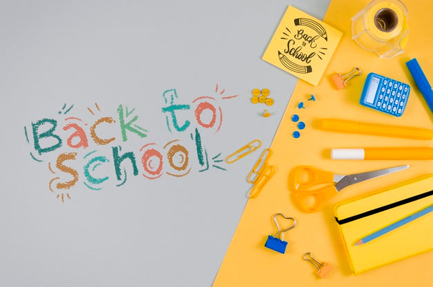 Free Flat Lay Back To School With Colourful Supplies Psd