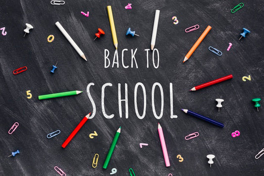 Free Flat Lay Back To School With Colourful Supplies Psd