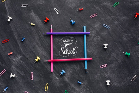Free Flat Lay Back To School With Colourful Supplies Psd