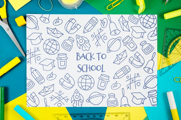 Free Flat Lay Back To School With Drawings Psd