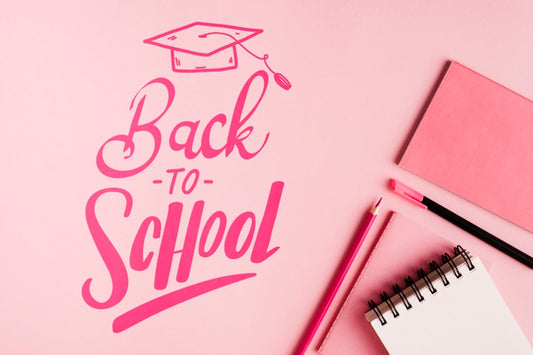 Free Flat Lay Back To School With Pink Background Psd