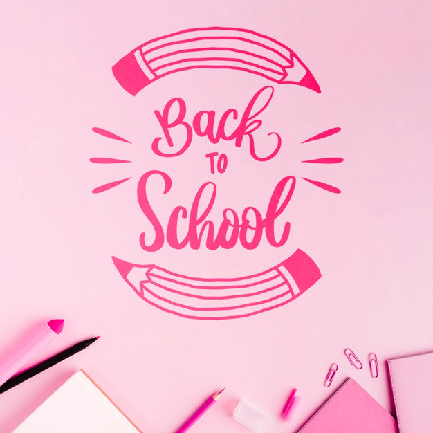 Free Flat Lay Back To School With Pink Background Psd