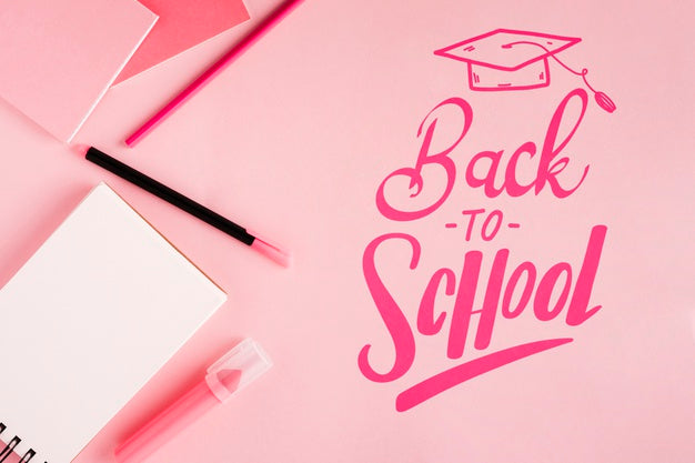 Free Flat Lay Back To School With Pink Background Psd