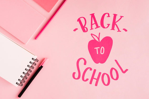 Free Flat Lay Back To School With Pink Background Psd