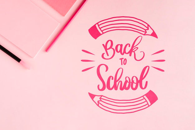 Free Flat Lay Back To School With Pink Background Psd