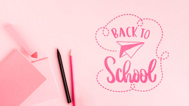 Free Flat Lay Back To School With Pink Background Psd