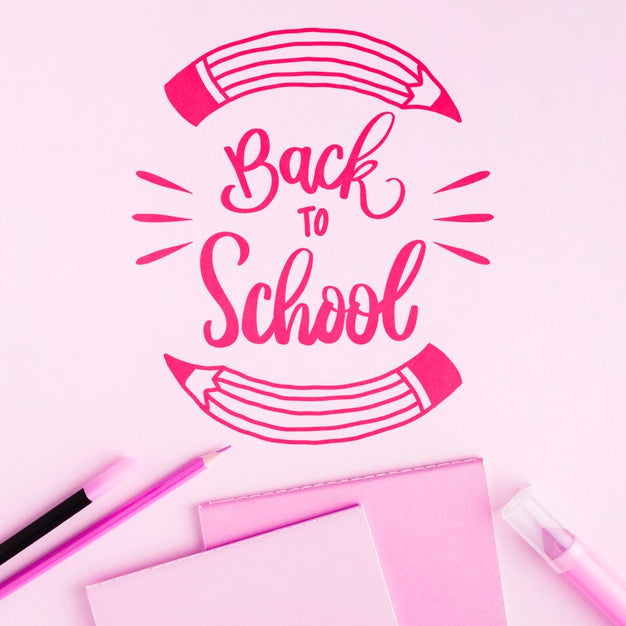 Free Flat Lay Back To School With Pink Background Psd