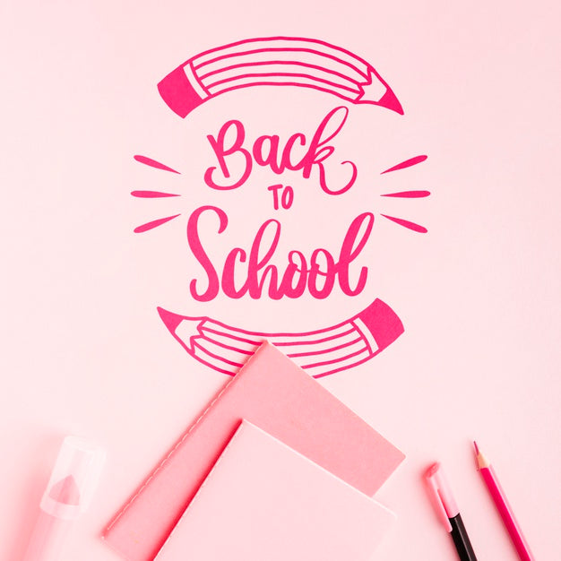 Free Flat Lay Back To School With Pink Background Psd