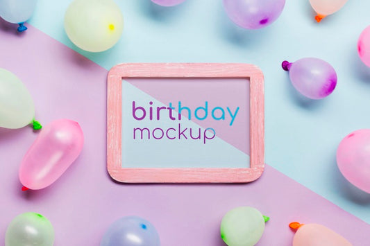 Free Flat Lay Birthday Concept With Balloons Psd