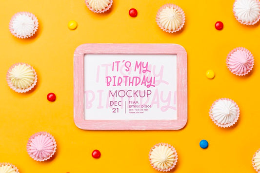 Free Flat Lay Birthday Concept With Frame Psd