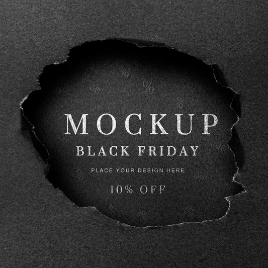 Free Flat Lay Black Torn Mock-Up Black Friday Psd