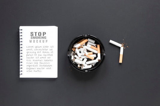 Free Flat Lay Broken Cigarettes In Ashtray Psd