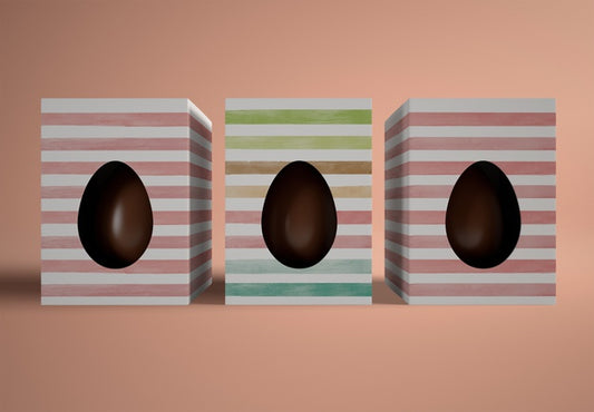 Free Flat Lay Chocolate Eggs In Boxes Psd