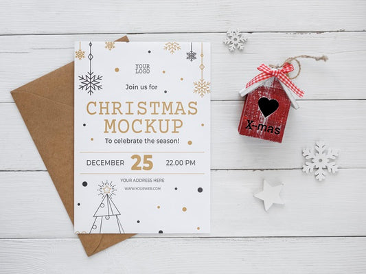 Free Flat Lay Christmas Eve Composition Mock-Up Psd