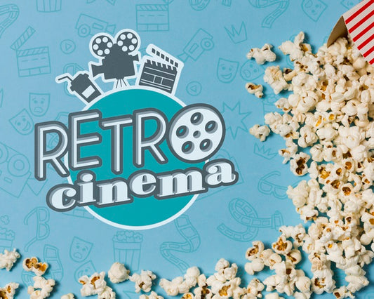 Free Flat Lay Cinema Composition With Popcorn Psd
