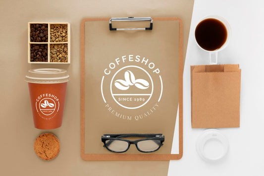Free Flat Lay Coffee Branding Concept Psd