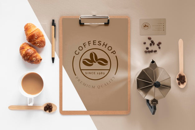 Free Flat Lay Coffee Branding Items Assortment Psd