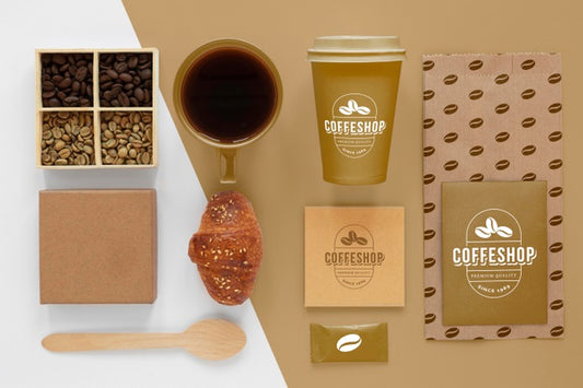 Free Flat Lay Coffee Branding Items Psd