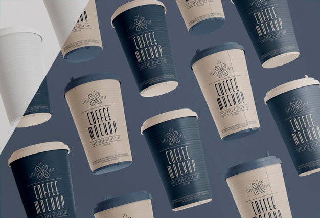 Free Flat Lay Coffee Branding With Cups Psd