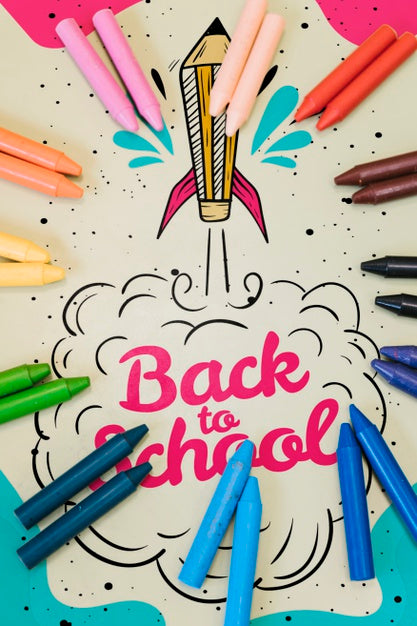 Free Flat Lay Colorful Back To School Mock-Up Psd