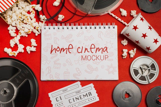 Free Flat Lay Composition Of Cinema Elements Mock-Up Psd