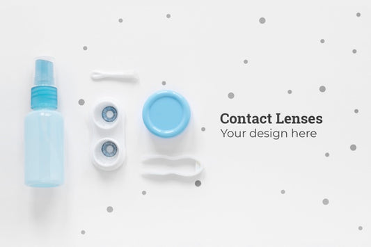 Free Flat Lay Contact Lenses Composition On White Background Psd