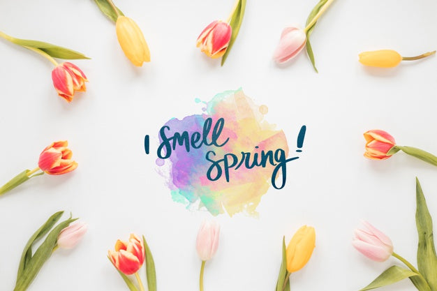 Free Flat Lay Copyspace Mockup For Spring Psd