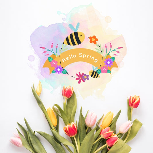 Free Flat Lay Copyspace Mockup For Spring Psd