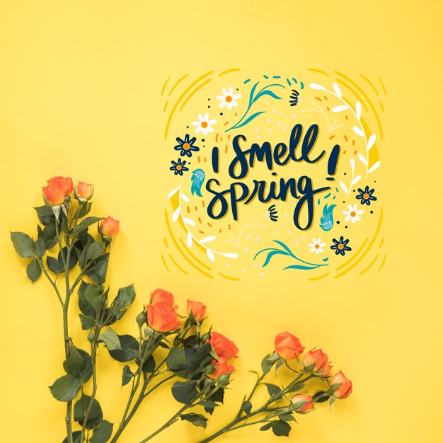 Free Flat Lay Copyspace Mockup For Spring Psd