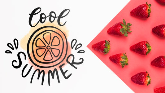 Free Flat Lay Copyspace Mockup With Strawberries Psd