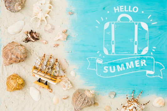 Free Flat Lay Copyspace Mockup With Summer Concept Psd