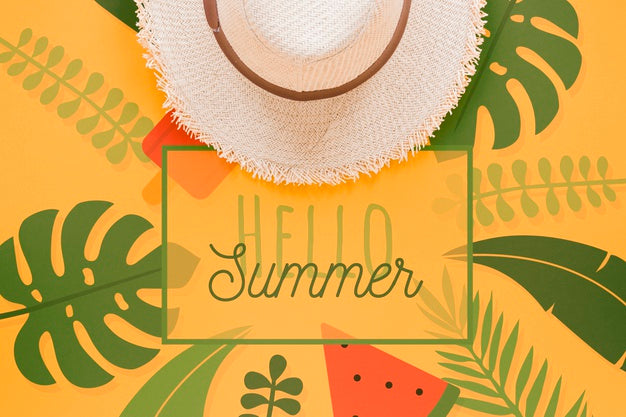 Free Flat Lay Copyspace Mockup With Summer Elements Psd