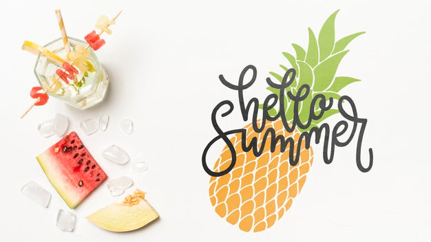 Free Flat Lay Copyspace Mockup With Summer Elements Psd