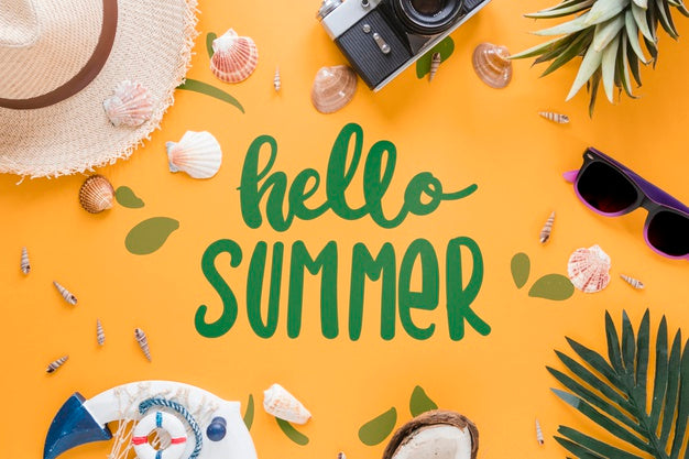 Free Flat Lay Copyspace Mockup With Summer Elements Psd