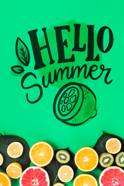 Free Flat Lay Copyspace Mockup With Summer Fruits Psd