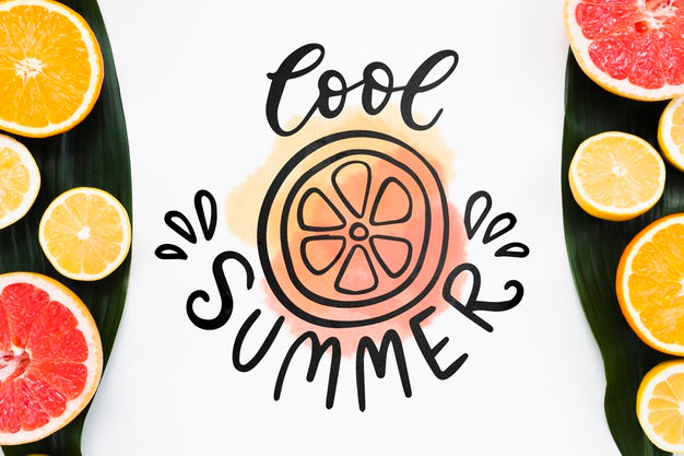 Free Flat Lay Copyspace Mockup With Summer Fruits Psd